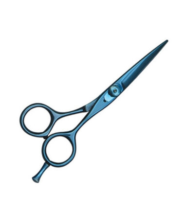 Blue Titanium Professional Barber Scissors with Finger Rest