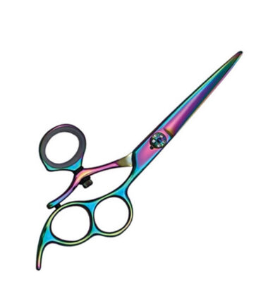 Titanium Coated Professional Barber Scissors Multi Color with Movable Finger Hole