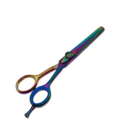 Titanium Coated Professional Thinning Scissors Multi Color with Finger Rest