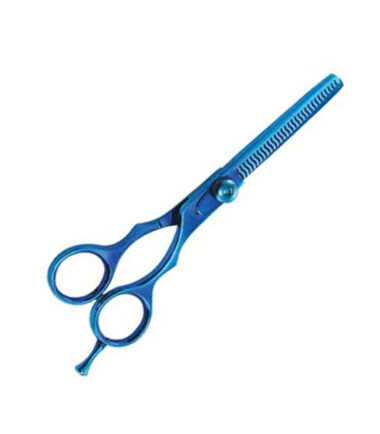 Blue Titanium Coated Professional Thinning Scissors with Removable Finger Rest